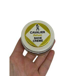 Vintage Cavalier Shoe Creme Deluxe 1.60 oz Neutral Leather Polish Glass Jar USED
